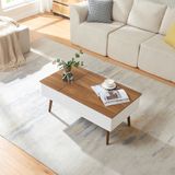 [en.casa] Salontafel Flesen 92x52x41 cm wit en walnootkleurig