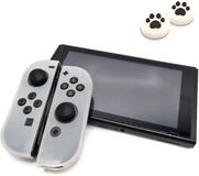 Gadgetpoint - Hoesjes & Skins + Thumb Grips voor Nintendo Switch 1 - Performance Gaming Case - Soft Grip Covers - Anti-Slip Joy-Con Controller Accessoires - Transparant + Pootjes Wit met Zwart