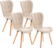 CLP Set van 4 eetkamerstoelen Elda, bekleed met gestoffeerde stof, met rugleuning, geschikt tot 150 kg, kleur crème