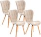 CLP Set van 4 eetkamerstoelen Elda, bekleed met gestoffeerde stof, met rugleuning, geschikt tot 150 kg, kleur crème