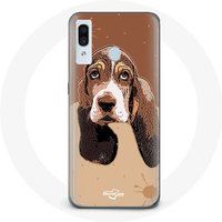 Maniacase Hoesje voor Samsung Galaxy A40 Basset Hound hondengezicht