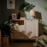 Finori Kast Bali 01A sonoma eikenkleurig en rietprint