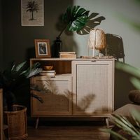 Finori Kast Bali 01A sonoma eikenkleurig en rietprint