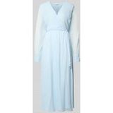 VILA Maxi-jurk VIFALIA met lange mouwen, V-hals, ceintuur, effen, 100% gerecycled polyester, Nantucket Breeze, maat 34