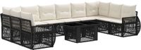vidaXL Tuinbank Set 2-zits Zwart Poly Rattan