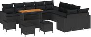 vidaXL Banc de jardin 13 pièces noir polyrattan