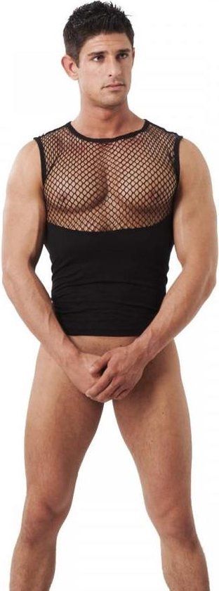 Rimba BV - Amorable Sexy Herenshirt Fetish Party Visnet Zwart S/M