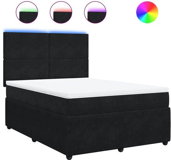 vidaXL Boxspring met matras fluweel zwart 140x190 cm