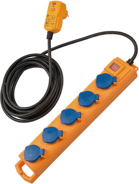 Brennenstuhl Super-Solid SL 554 DE FI IP54 Tafelcontactdozenblok - 5-voudig - 5m - Geel