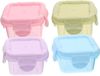 Boîte de conservation mini sans marque - 4 pièces - Rose, Jaune, Bleu, Violet - Plastique - 5x5x4 cm