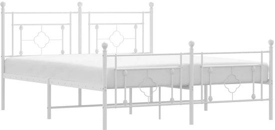 vidaXL Bedframe met hoofd- en voeteneinde Metaal Wit 150x200 cm