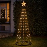 Merkloos Vlaggenmast verlichting - H300 cm - 550 led lampjes - extra warm wit - met ster - kerstboom