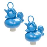 Duckiez eenhoorn badeendje badspeelgoed - 6x - blauw - 12 x 6 cm - Met oogje voor het hengelspel - kunststof