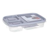 Storage Solutions Vershoudbakje/lunchbox - luchtdicht - 3 vakjes - lichtgrijs - kunststof - broodtrommel