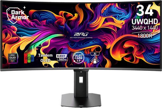 MSI MPG 341CQR X36 QD-OLED Curved UWQHD Gaming Monitor