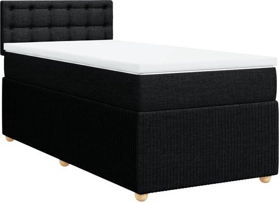 vidaXL Boxspring met matras stof zwart 100x200 cm