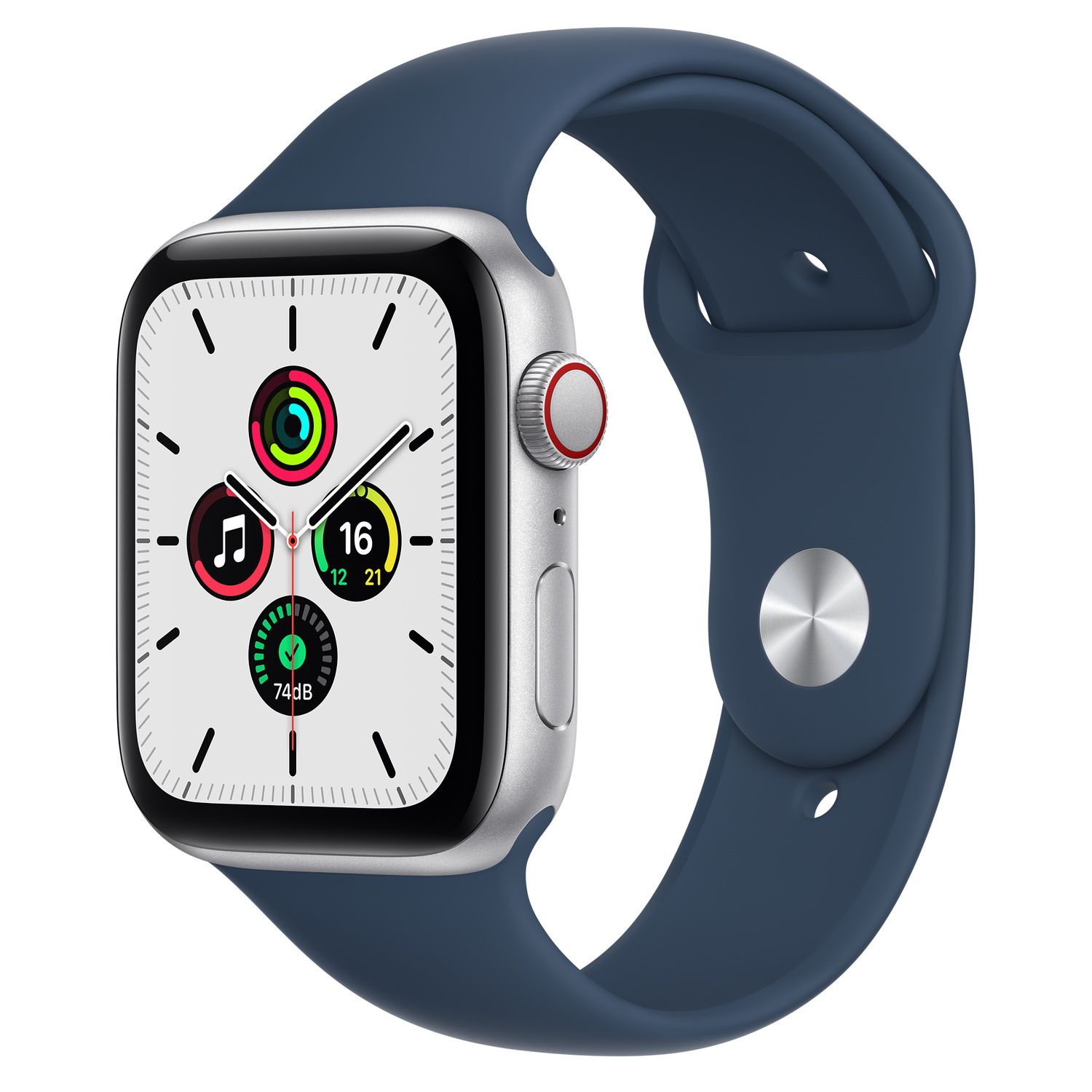 Apple Watch SE 44mm - 4G - Zilver - GPS - OLED - Blauwe Band