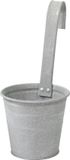 Mega Collections Plantenpot/bloempot - zink - oud grijs - met ophanghaak - D13 x H28 cm