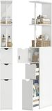 HOMCOM Badkamerkastje - MDF - 15x33x136,8 cm - Wit