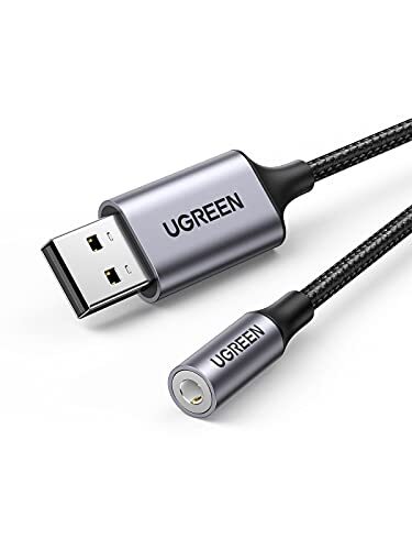 Ugreen Externe Geluidskaart USB Audio naar 3,5mm Adapter Compatibel met PS4 PS5