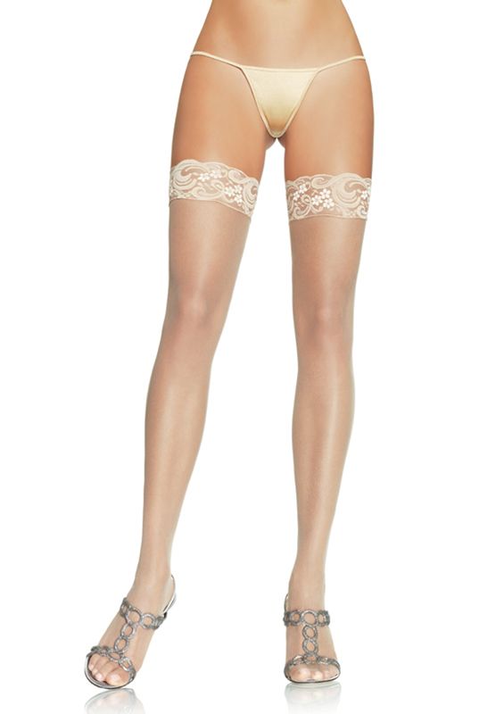 Leg Avenue Witte kousen met kanten rand QS 46 50