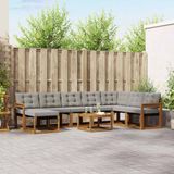 vidaXL Hoek loungeset 9-delig Naturel en lichtgrijs