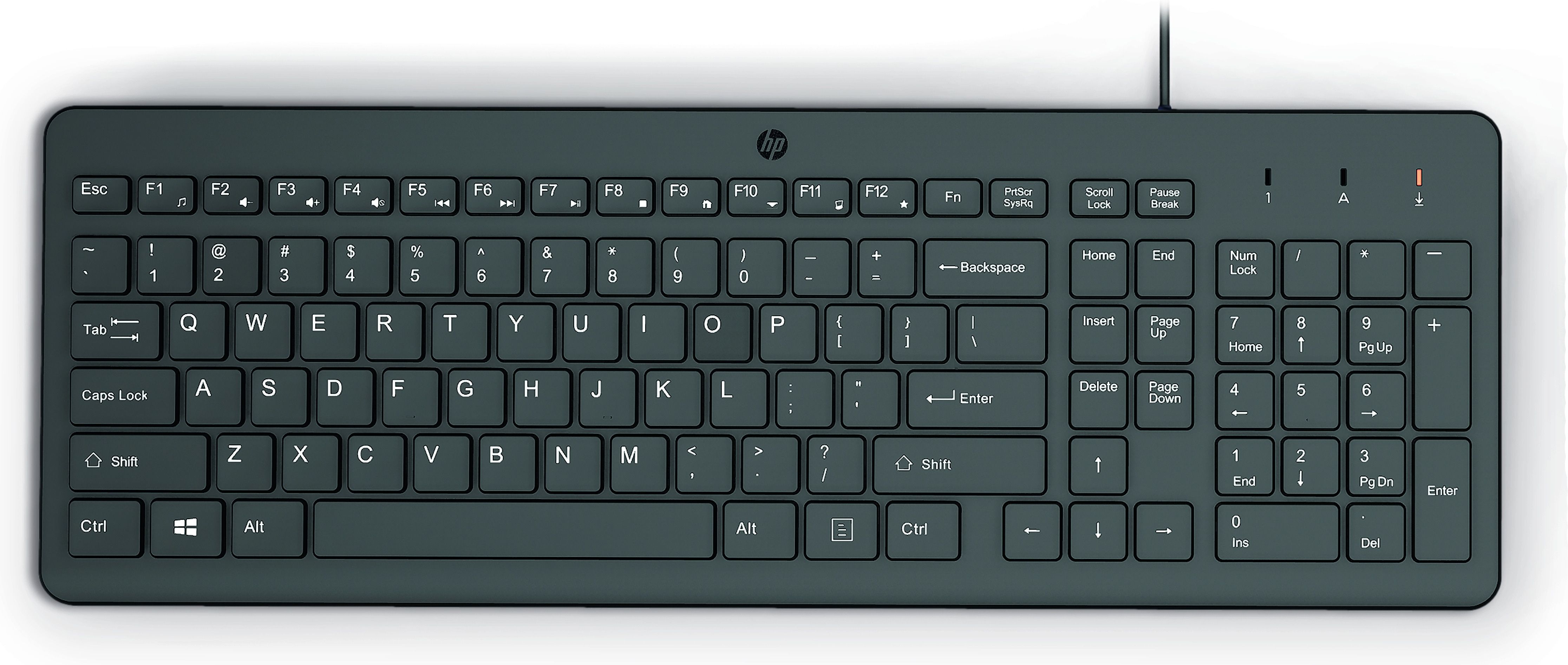 HP 150 Wired Keyboard - Black - USB - Full-size