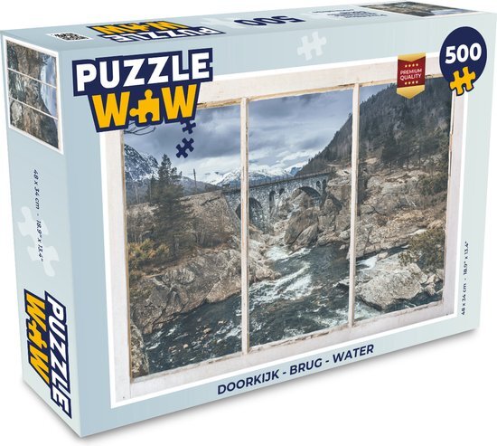 MuchoWow Puzzel Doorkijk - Brug - Water - Legpuzzel - Puzzel 500 stukjes