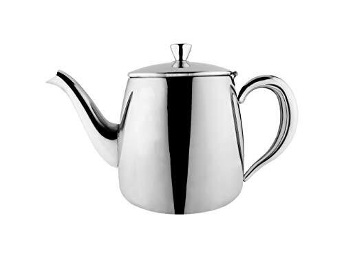 Cafe Ole PT-048 Premium theepot, 18/10 roestvrij staal, druppelvrij uitgieten, holle handgrepen en klapdeksel, zilver