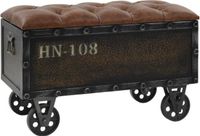 vidaXL Opbergbankje - 80,5x41x50 cm - Massief Hout en Kunstleer - Bruin