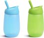 Munchkin Simple Clean Peuter Beker Set, Baby & Peuter Tuitbekers met Rietje, BPA-Vrije Antilek Beker, Vaatwasserbestendig, Lekvrije Siliconen Kinder Drinkbeker, Set van 2 x 296ml, Groen/Blauw