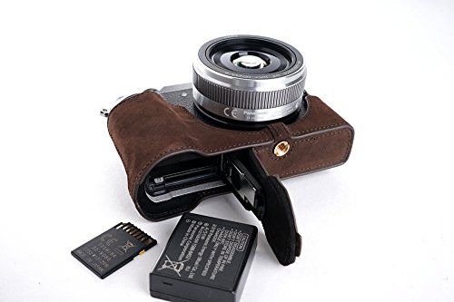 Zakao GX85 Case, Handgemaakte Echt Lederen Half Camera Case Tas Cover voor Panasonic GX85 GX80 GX7 II Bottom Opening Versie Met Hand Strap (Koffie)