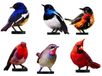 Omgoods - Set de 6 sculptures d'oiseaux doubles en métal pour jardin