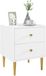 HOMCOM Table de chevet avec 2 tiroirs, pieds en acier, 40 x 35 x 50 cm, blanc