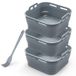 Alyvisun Air Fryer Silicone Pot met Olieborstel, 3 Stuks Airfryer Pan Liners Herbruikbare Heteluchtfriteuse Mand Vierkante Tray Rack Accessoires Basket Liner voor Air Fryers, Magnetron, Oven (Grijs)