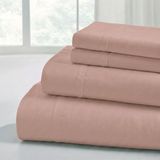 Modern Threads Zachte microvezel effen lakens - luxe microvezel lakens - inclusief plat laken, hoeslaken met diepe zakken en kussenslopen Rose King