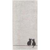 Cawö Cawö Cute Cats 6263 Serviette 50x100 platine/basalte