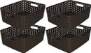 PlasticForte Opbergmand/kastmandje - 4x - 12 liter - bruin - geweven kunststof - 36 x 28 x 13 cm