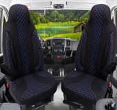 Bremer Sitzbezüge Premium Camper stoelhoezen voor Challenger WPL406 in Zwart/Blauw (2 losse stoelen)