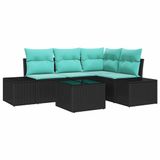 vidaXL Tuinbank Set Zwart Polyrattan