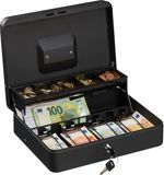 Relaxdays Geldkistje met slot - Zwart - 8,5 x 30,5 x 24,5 cm