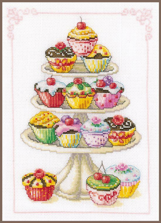 Vervaco Borduurpakket Cupcakes