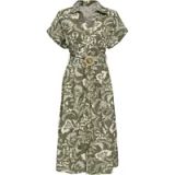 Only Jurk Onljakiri Linen Ss Midi Dress Noos 15357784 Kalamata/white Leafs Dames Maat - M