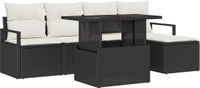vidaXL Tuinbank Set Zwart en Crème Poly Rattan