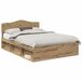 vidaXL Bedframe Artisanaal eiken 150 x 200 cm Massief grenenhout