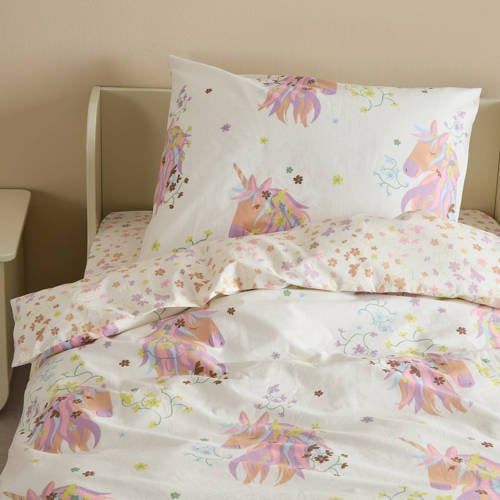 NOUS Kids katoenen dekbedovertrek kinderbed Wit All over print