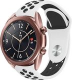 Strap-it Bracelet de montre connectée en silicone - Convient pour Samsung Galaxy Watch 3 41mm - Blanc/Noir