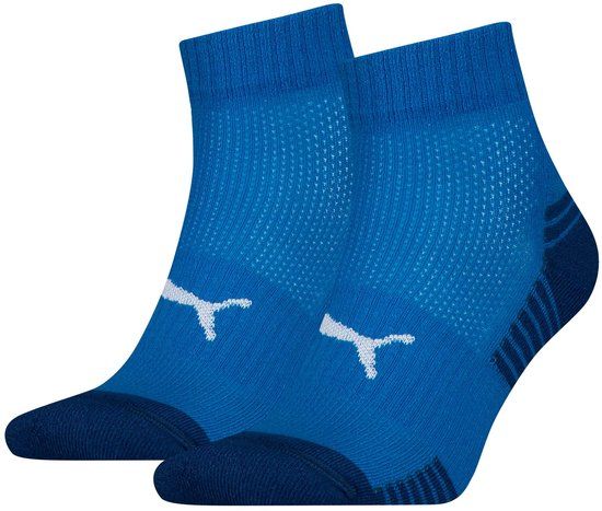 PUMA Sport Cushioned Quartersokken Unisex 2-Pack Blauw