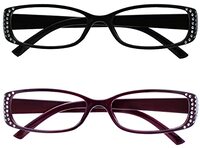 The Reading Glasses Company Zwart & Zwart Paars Diamonte Stijl In de buurt van Kortziende Bijziendheid Afstand Bril Waarde 2 Pack Womens Dames MM93-15 -2.50