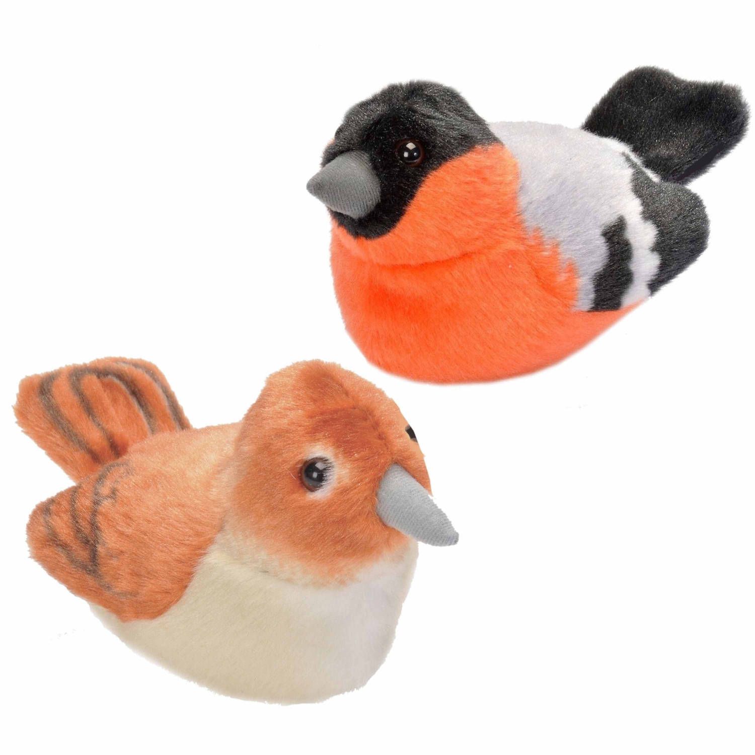 Wild Republic - Set van 2 Pluche Vogels Knuffels - 14 cm - Met Geluid